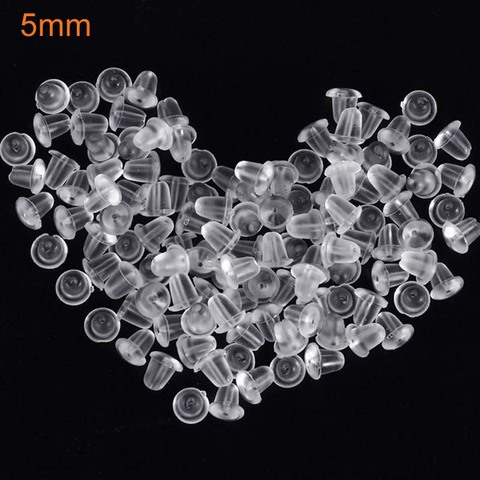 5mm 100pcs Clear Soft Silicone Rubber Earring Backs Safety Round Stopper High Quality Jewelry Accessories DIY Parts Ear Plugging ► Photo 1/6
