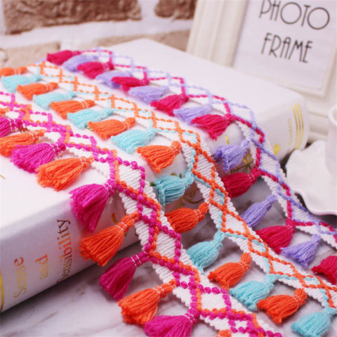 Lace Ribbon Sewing Pom Pom Trim Tassel Pompoms Trim 4.5cm Width Ball Fringe Embroidery Garment Fabric Handmade Accessory 1yard ► Photo 1/6