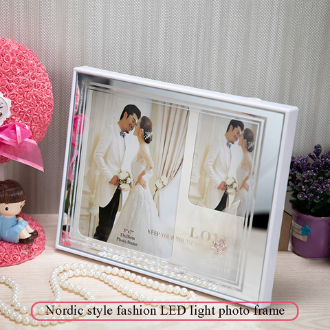 2022 home decoration frame bedroom photo frame decoration frame USB+LED photo frame picture frame painting photo display stand ► Photo 1/6