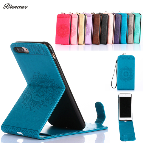 Biencaso Vertical Folio Flip Phone Cases For Apple iPhone X 6 7 8 Plus 4 4S 5 5S SE Leather Wallet Stand Card Holder Cover B95 ► Photo 1/5