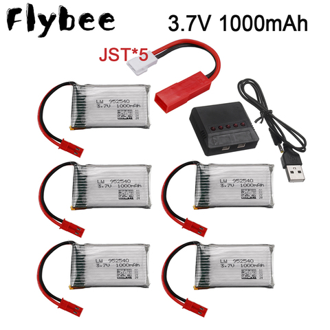 3.7V 1000mah Battery For X400 X500 X800 HD1315 HJ818 HJ819 X25 Rc Drone Spare Parts JST plug + Charger 3.7V lipo Battery ► Photo 1/6