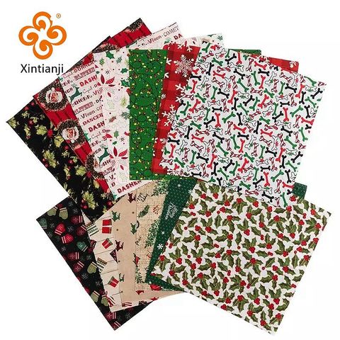 25*25Cm/Pcs  Christmas Patchwork Fabric Print Quilting Fabrics For DIY Needlework Handmade Cotton Tissue TJ1146 ► Photo 1/5