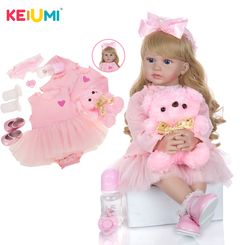 KEIUMI New Design Hot Sale Baby Reborn Girl Doll 24 Inch Soft Silicone Cloth Body Realistic Reborn Dolls Babies Bonecas Meninas ► Photo 1/6