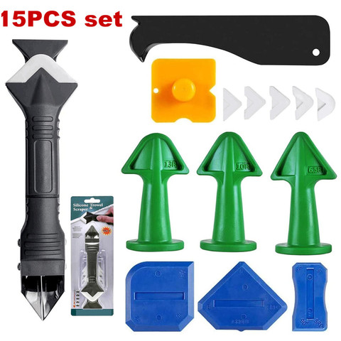 3 in 1 Silicone Caulking Tools Kit, Sealant Caulk Grout Remover Scraper Silicone Finishing Tools Silicone Nozzle Tools Kit ► Photo 1/6