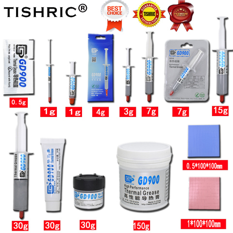 TISHRIC 0.5g 1g 3g 4g 7g 30g 150g GD900 Thermal Grease Paste CPU Cooler Cooling Fan Thermal Conductive Processors Radiator Pad ► Photo 1/6