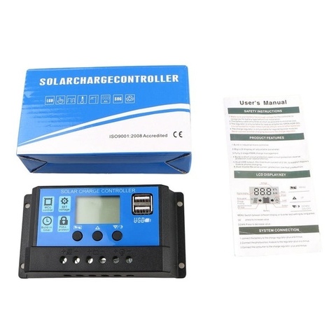 10A 20A 30A Solar Charge Controller 12V 24V Auto PWM 5V Output Solar Cell Panel Regulator PV Home Battery Charger ► Photo 1/6