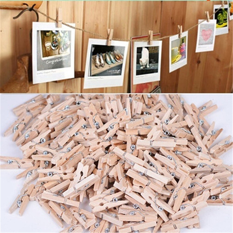 50 Pcs/lot Natural Mini Spring Wood Clips Clothes Photo Paper Peg Pin Clothespin Craft Clips Party Home Decoration Wholesale ► Photo 1/4