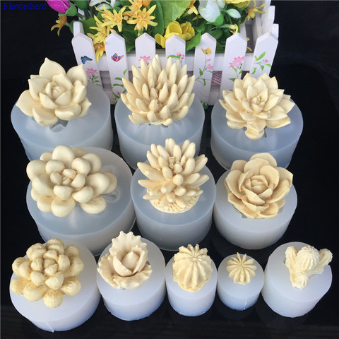 Succulents Flowers Silicone Mold Fondant Mousse Cake Decoration Diy Baking Mold Chocolate Candle Epoxy Mold Handmade Soap Mold ► Photo 1/5