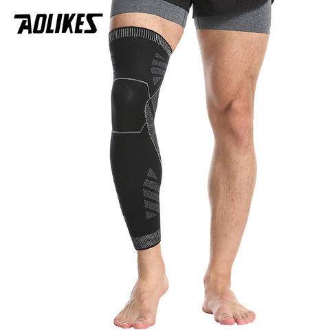 AOLIKES 1PCS Sport Basketball Running Knee Support Protect Weaving Knee Sleeves Long Leg Protection Compression Knee Pads ► Photo 1/6