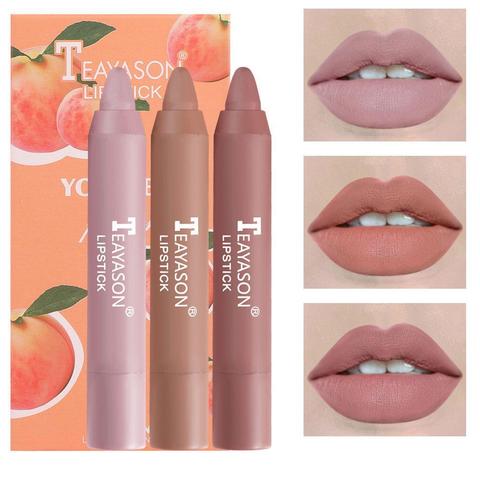 TEAYASON 3Pcs/Set Matte Velvet Lipstick Pen No Fading Lip Waterproof High Fog Stick Pigmented Durable Nude Lip Makeup Stick Z3B5 ► Photo 1/6