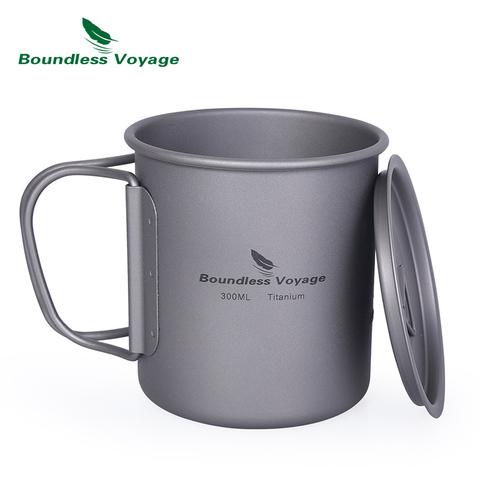 Boundless Voyage Titanium Pot Titanium Cup Mug with Folding Handle Outdoor Camping Hiking Picnic Tableware 300 ml 600 ml 1250 ml ► Photo 1/6