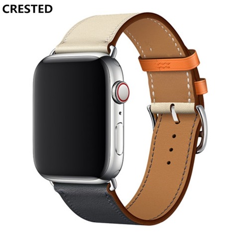 CRESTED single tour Leather strap For Apple Watch band 5 4 44mm 40mm bracelet iwatch series 3/2/1 42mm 38mm Wrist bracelet belt ► Photo 1/4