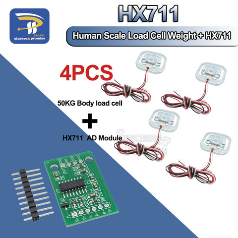 4Pcs 50kg Human Scale Load Cell Weight Sensors+HX711 AD Module Body Load Cell Weighing Sensor Pressure Sensors Measurement Tools ► Photo 1/6