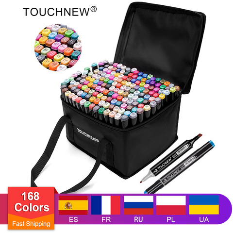 TOUCHNEW Permanent Markers Alcohol Ink Markers Brush Dual Tips Professional Drawing Marker Set Art Design 30/40/60/80/168 Colors ► Photo 1/6