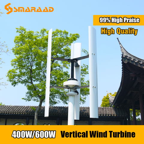 Big Sale Vertical Wind Turbine Generator 400w 600w 12v 24v 48v With Controller On grid Inverter 3 Phase With 3 blades Home Use ► Photo 1/6