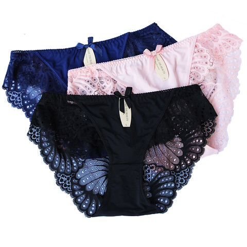 Plus size M/XXXL Women's underwear Panties Sexy lace Women Briefs Intimates shorts Transparent Ladies Female Lingerie ► Photo 1/6