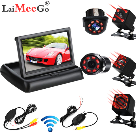 4.3 Inch TFT LCD Car Monitor Foldable Monitor Display infrared Reverse Camera Parking System for Car Rearview Monitors ccd IR Su ► Photo 1/6