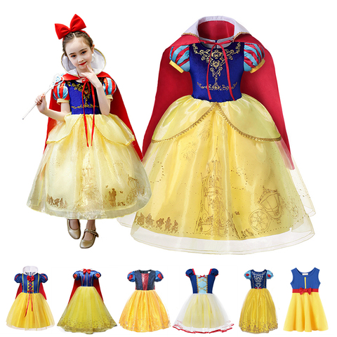 Kids Girl Dress Snow White Princess Fancy Dresses Children Party Cosplay Costume Bow Patchwork Role Playing Frocks Outfits 1-10Y ► Photo 1/6