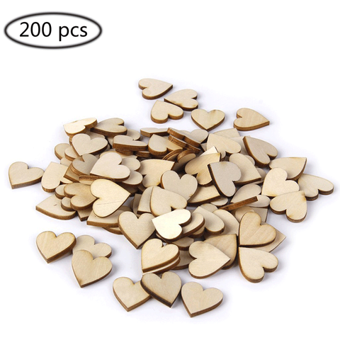 50/100/200 pcs Blank Heart Wood Slices Discs Heart Love Unfinished Natural DIY Crafts Supplies Wedding Handmade Decorative Gifts ► Photo 1/5