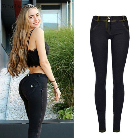 Women Fashion Grey Mid Waist Sexy Push Up Jeans Slim Elasticity Skinny Denim  Pants Soft Cotton Female Jeans - Jeans - AliExpress