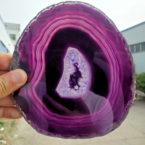 Natural agate slices coaster Polished purple Agate Slice+stents 120-140MM ► Photo 1/6