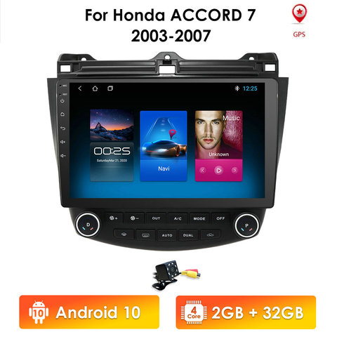 2G 64G Android 10 Car Radio GPS Navigation For Honda ACCORD 7 2003 2004 2005 2006 2007 Multimidia SWC FM CAM-IN USB DAB+ DTV ► Photo 1/1