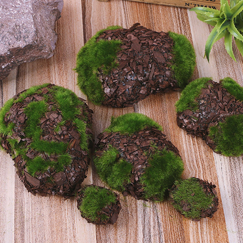 10PCS Artificial Moss Rocks Decorative, DIY Stone Miniature Green