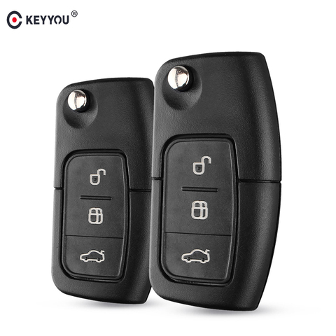 KEYYOU 3 Button Car Key Shell Fob Case for Ford Fusion Focus Fiesta C-Max S-Max Ka Mondeo Galaxy MK3 MK4 MK7 Filp Remote Key ► Photo 1/6