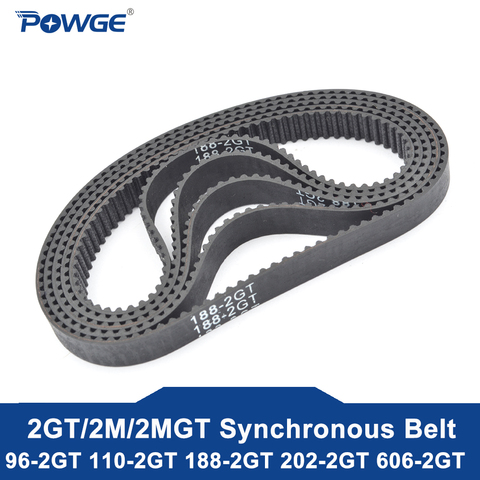 POWGE 2MGT 2M 2GT Synchronous Timing belt Pitch length 96/110/188/202/606 width 6mm/9mm Teeth 48 55 94 101 303 Rubber closed ► Photo 1/6