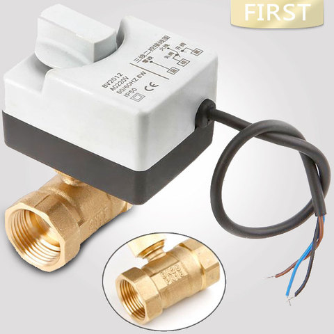 AC220V DN15 DN20 DN25 brass electric valve 2-way motorized ball valve three wires  Electric Actuato with Manual switch ► Photo 1/6