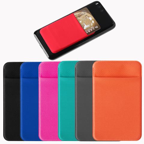 1PC Fashion Elastic Cell Phone Card Holder Mobile Phone Wallet Case Credit ID Card Holder Adhesive Sticker Pocket ► Photo 1/6