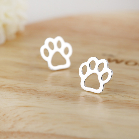 Jisensp Lovely Puppy Paw Stud Earrings Cat Dog Footprint Stainless Steel Earrings Fashion Jewelry for Women Pets Gift bijoux ► Photo 1/6