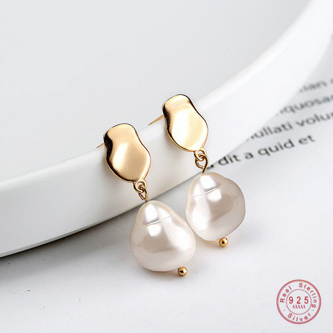 OBEAR 925 Sterling Silver Baroque Irregular Pearl Drop Earrings Retro Fashion Wild Charm Earrigns for Women Jewelry ► Photo 1/6