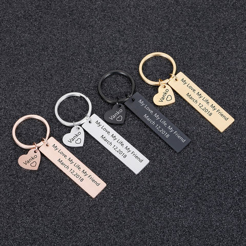 Personalized Keychain Gift Engrave Name and Date My Love My Life My Friend for Couples Men Women Husband Custom Gift Keyring ► Photo 1/6