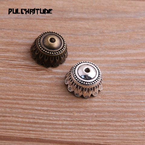  8pcs 9*17*17mm Two Color Retr Bead Caps Charm Hollow Round Pendants Jewelry Accessories DIY Receptacle Charms ► Photo 1/5