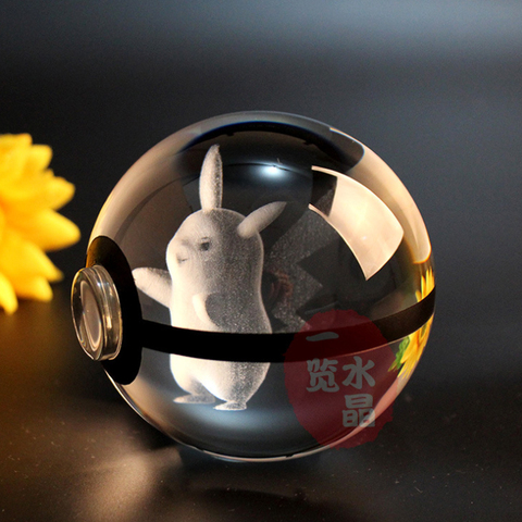 Pokemon Anime 3D Laser Engraving Crystal Ball Pikachu Model Ball Pokeball with LED Light Children Gifts ► Photo 1/6