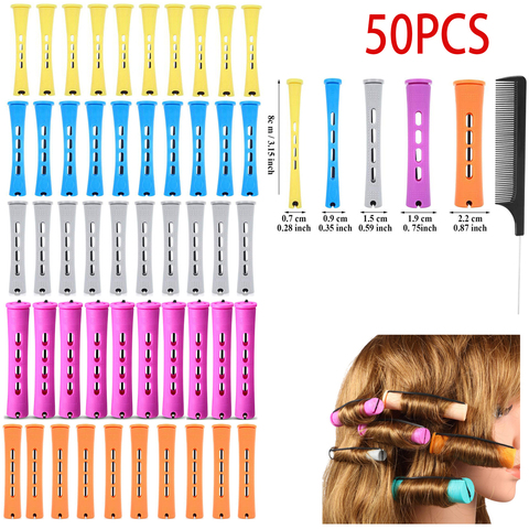 Perm Rods and 50 Pieces 5 Sizes Hair Rollers with Hair Cold Wave Rods Hair Curler for Women Long Short Hair ► Photo 1/6
