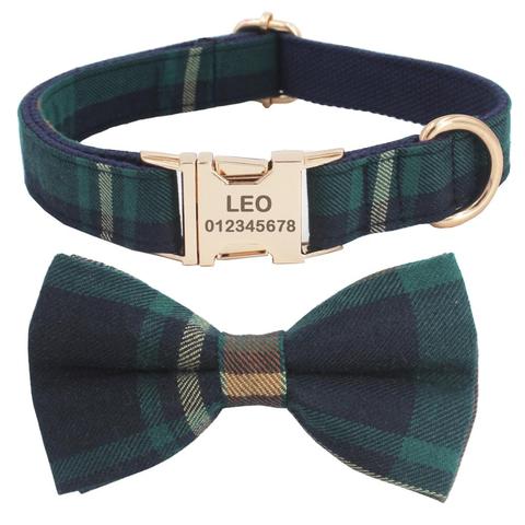 Tweed Tartan Dog Collar Bow Tie Pet Accessories ► Photo 1/6