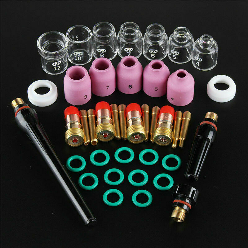 TIG Welding Torch Stubby Gas Lens Heat Resistant Glass Cup Kit For WP-17/18/26 2.4mm 3/32