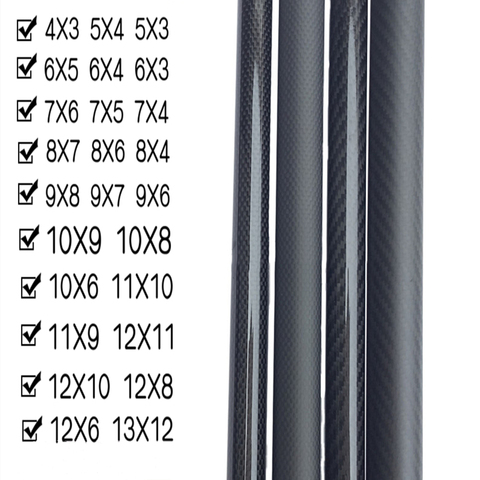 2pcs 3K carbon fiber tube Glossy surface diameter 4,5,6,7,8,9,10,11,12,13,14mm Carbon tube length: 500mm ► Photo 1/3