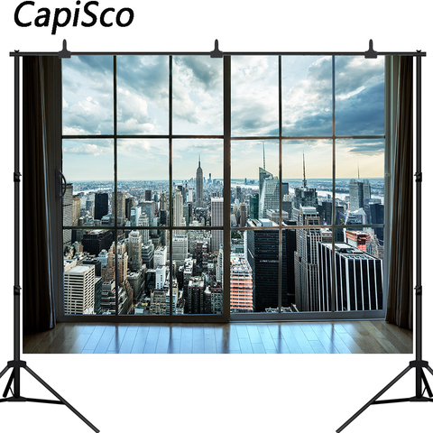Capisco Office Glass French Window City Building Landscape Scene Photography Backgrounds Photographic Backdrop For Photo Studio ► Photo 1/6