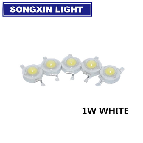 10pcs 1W LED High power Lamp beads Pure White/Warm White 300mA 3.2-3.4V 100-120LM 30mil Chip ► Photo 1/2