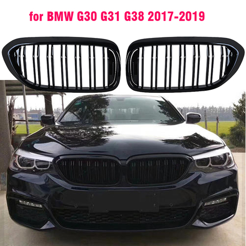 Front Bumper Grill For BMW 5 Series M5 G30 G31 520i 530i 540i ABS 2-slat Gloss Black Front Kidney Grille ► Photo 1/1