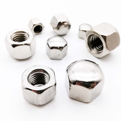 1/10pcs M3 M4 M5 M6 M8 M10 M12 M14 M16 304 A2-70 Stainless Steel Hex Hexagon Short Low Thin Cap Acorn Nut Cover Blind Nut DIN917 ► Photo 1/6