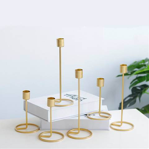 IMUWEN Metal Candle Holders Gold Candlestick Fashion Wedding Candle Stand Exquisite Candlestick Table Home Decor ► Photo 1/6