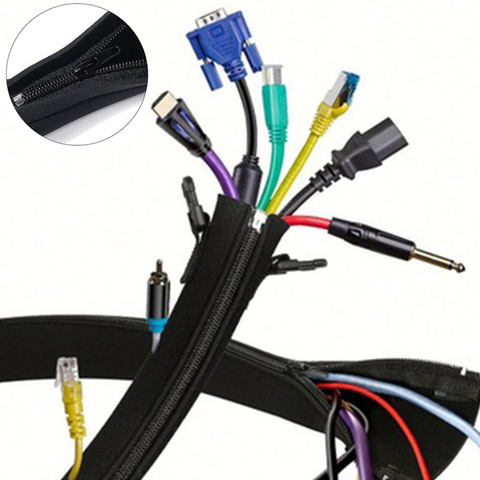 Cable Management Sleeve Cords Organizer Wire Hider Protector Flexible Cable Sleeve Wrap Cover for Office/ Computer / Home ► Photo 1/6