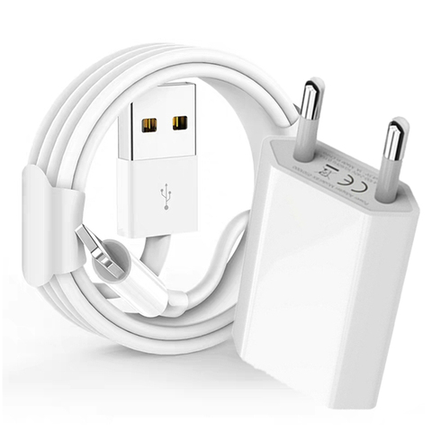 0.2m 1m 2m 3m USB Charging Cable EU Wall Charger for iPhone 7 8 Plus 6 6S  PLUS X XR XS Max 11 Pro MAX 5 5S SE USB Data Cables 