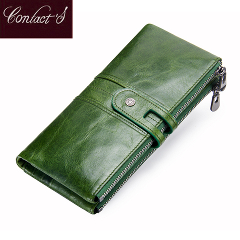 Green Red Clutch Bag Fashion Genuine Leather Women Wallet Female Long Wallets With Card Holder Zipper Coin Purse For iPhone 8 ► Photo 1/6