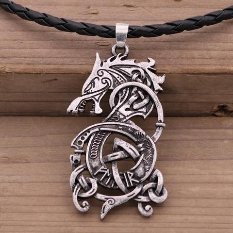 Norse Viking Dragon Pendant Gothic Mens Necklaces Nordic Amulet Talisman Jewlery ► Photo 1/6