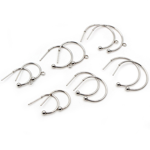 10pcs 12 15 20 25mm 316 Stainless Steel Earring Hooks Hoops Circle Ball Stud Earrings Ear Wires Connector DIY Jewelry Findings ► Photo 1/6